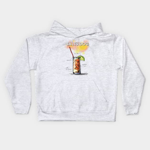 SALTY DOG Cocktail Kids Hoodie by xposedbydesign